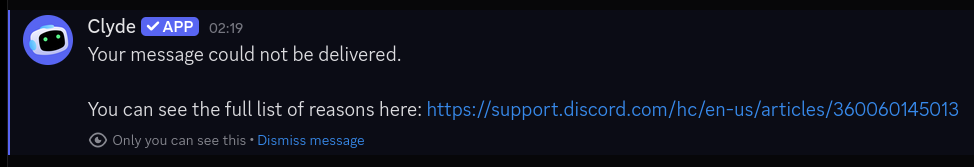 your message could not be delivered